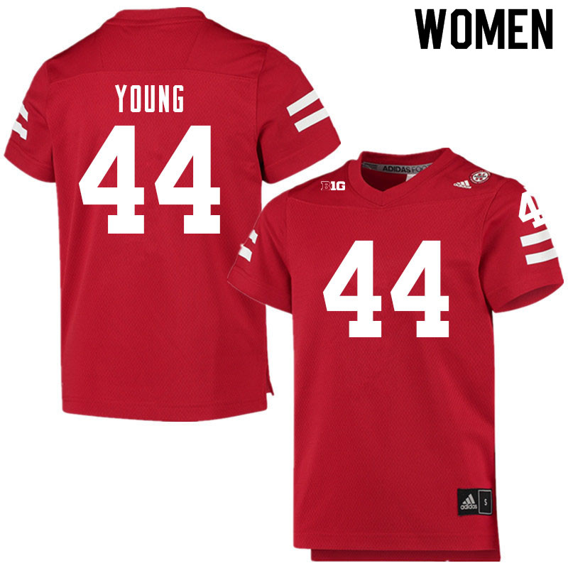 Women #44 Aiden Young Nebraska Cornhuskers College Football Jerseys Sale-Scarlet - Click Image to Close